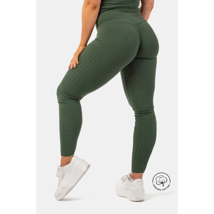 Легінси Organic Cotton Ribbed High-Waist Leggings 405 Dark Green
