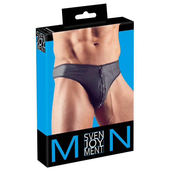 Мужские стринги со стразами по молнии Sven Joy Ment Men's String, черный, S
