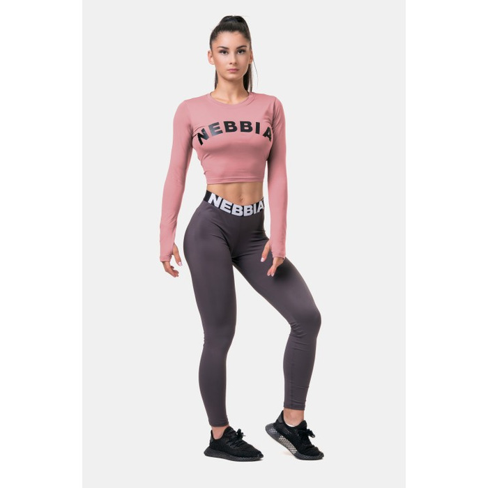 Топ Long Sleeve Thumbhole Sporty Crop Top Old Rose 585 Roze