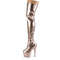 Чоботи Pleaser Adore-3000HWR *7 дюймів на підборах, 2 3/4 дюйма PF Stretch до стегна, блискавка збоку, рожеве золото