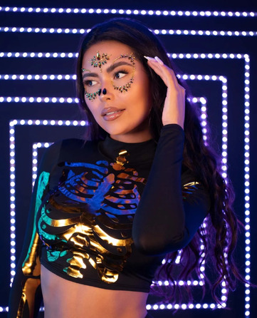 Маска скелета зі страз і блискучого каміння Leg Avenue золота