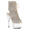 Чоботи Pleaser Adore-1016C-RS на підборах 7 дюймів, чоботи до щиколотки 2 3/4 дюйма з відкритим носком/підбором, з RS, блискавка збоку, сріблясті стрази AB/прозорі