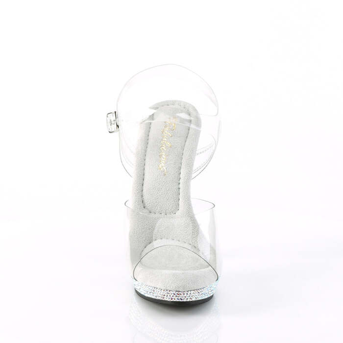 Босоніжки Lip-108DM на підборах 5 дюймів, босоніжки з ремінцем на щиколотці 3/4 дюйма, зі стразами, прозорі/срібні