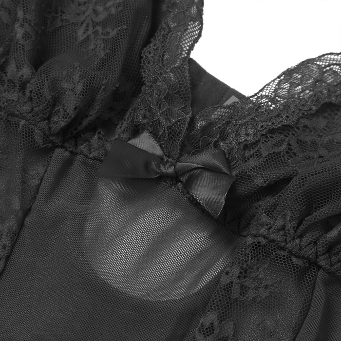 Платье-пеньюар макси с разрезами Star Night с трусиками, с кружевом, черное, L