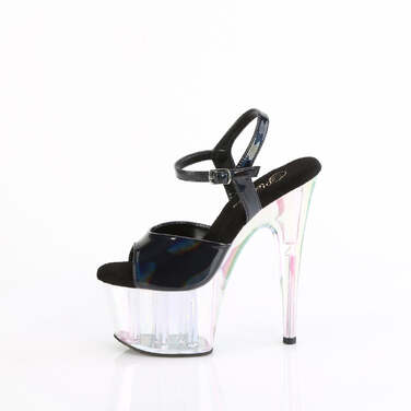 Босоніжки Adore-709HT на підборах 7 дюймів, тоновані босоніжки з ремінцем на щиколотці 2 3/4 дюйма, чорні голограмні/прозорі
