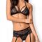 Комплект з поясом для панчіх Obsessive 838-SEG-1 3 pcs set black S/M