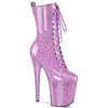 Ботинки Flamingo-1040GP, каблук 8 дюймов, 4-дюймовые PF-ботинки со шнуровкой спереди, молния сбоку, сиреневый блестящий лак