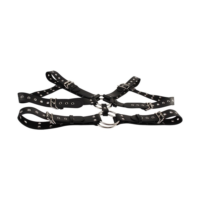 Портупея-бондаж Chisa BEHAVE! Luxury Fetish с декоративными заклепками, черная