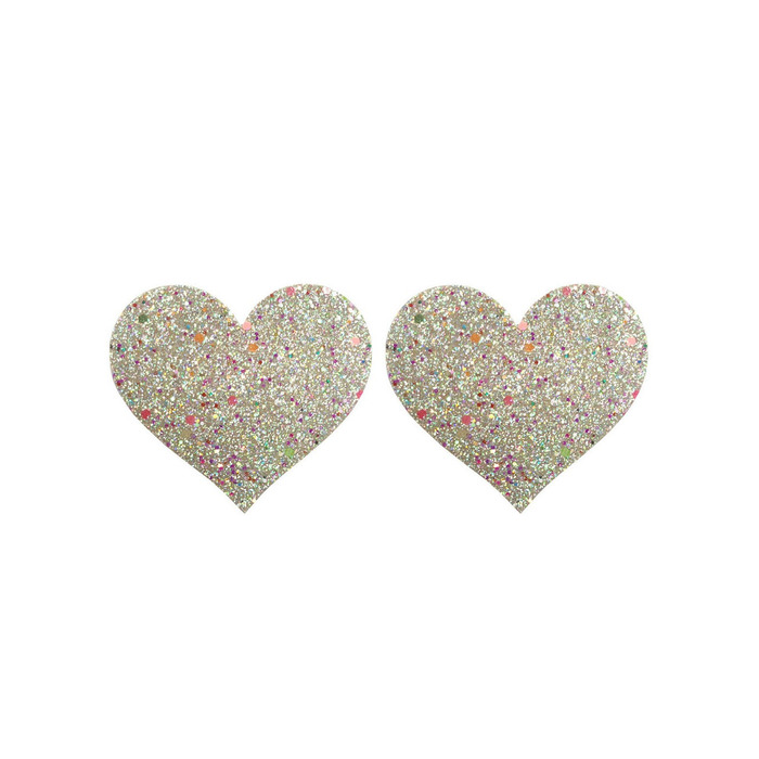 Пестисы на соски сердечки с глиттером Star Night светящиеся в темноте