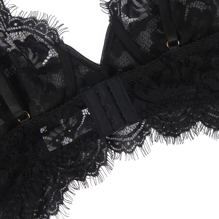 Кружевной комплект, лиф и трусики с поясом Star Night, чёрный, XS-S