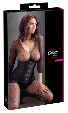 Корсет с открытым бюстом, L, Cottelli Collection Party Corset Open Cup на талию, черный
