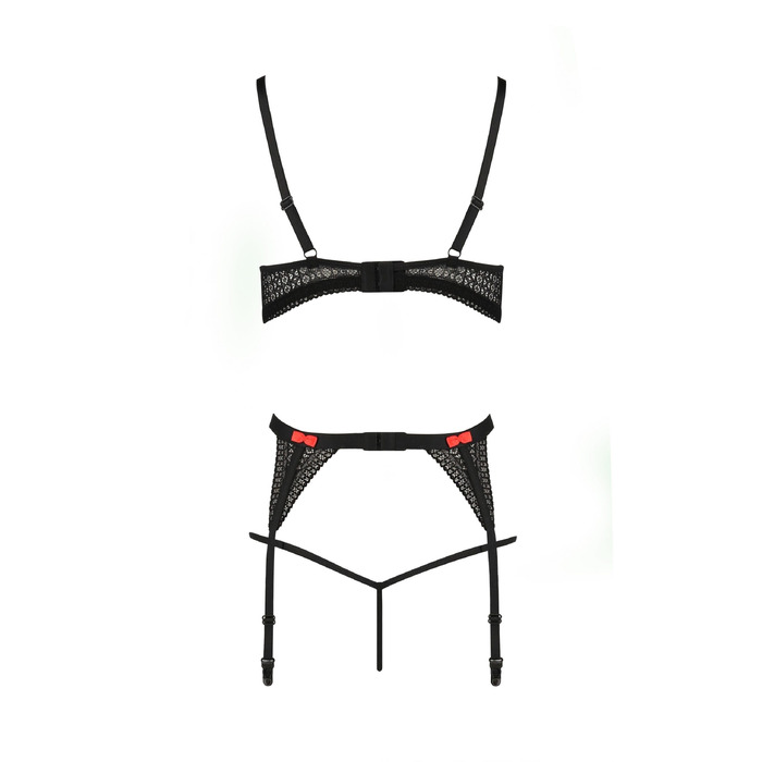 Комплект білизни з поясом для панчіх PERDITA SET black S/M - Passion