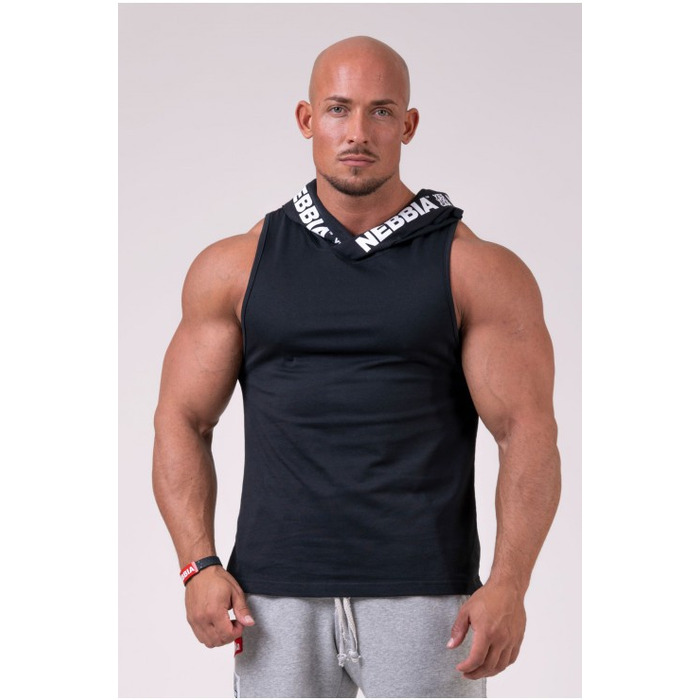 Майка с капюшоном NEBBIA NO EXCUSES Tank Top with a Hoodie 173 black