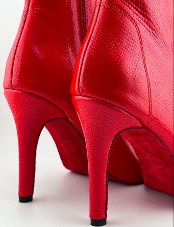 Профессиональные ботильоны для High Heels Premier из натуральной кожи, модель 'Красная змея', с открытым носком и шнуровкой, красный цвет