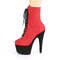 Чоботи Pleaser Adore-1020FSTT *7-дюймовий каблук, 2 3/4-дюймові двоколірні черевики на шнурівці з блискавкою збоку, червоні/чорні