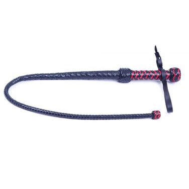 Кнут Leather с твердым наконечником, Black & Red