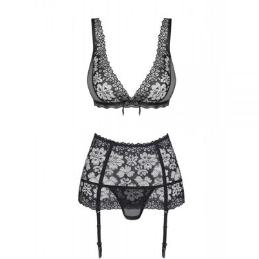 Комплект з поясом для панчіх Obsessive 856-SEG-1 3 pcs set S/M