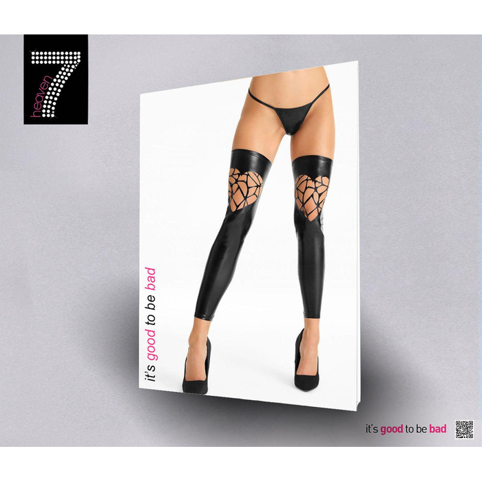 Сексуальні панчохи із лакованої тканини S532 S/M, чорні