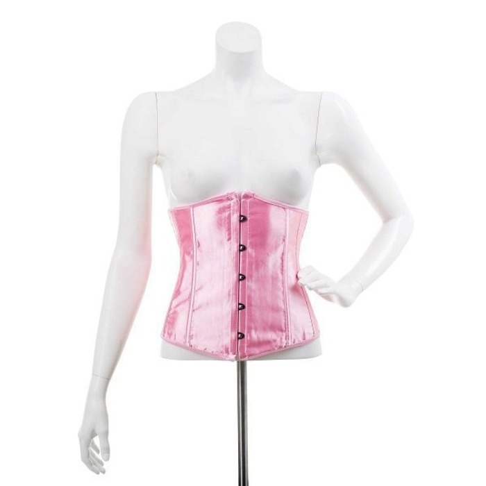 Корсаж под грудь эротический атласный, сзади со шнуровкой, розовый, L