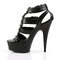 Босоножки Pleaser Delight-658, каблук 15 см, Т-образный ремешок шириной 3,5 см, закрытый задник, чёрная искусственная кожа/чёрный