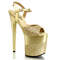 Босоножки Pleaser Flamingo-809-2G. Каблук 8 дюймов, ремешок на щиколотке 4 дюйма. Цвет: золото.