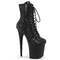 Чоботи Pleaser Flamingo-1020RS *8-дюймовий каблук, 4-дюймові черевики до щиколотки на шнурівці PF RS з прикрасами, блискавка збоку, чорні