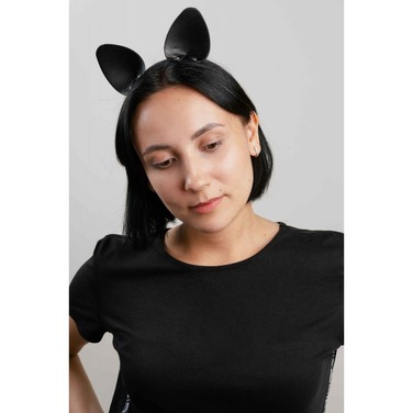 Ушки Кошечки на обруче DS Fetish, кожа, черные