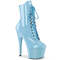 Ботильоны Pleaser Adore-1020, каблук 7 дюймов, высота ботинок 6 см, шнуровка спереди, молния сбоку, нежно-голубой цвет