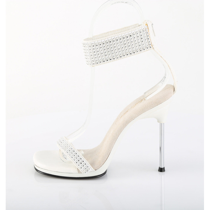 Босоножки Chic-40, каблук 4 1/2 дюйма, ремешок на щиколотке шириной 1/4 дюйма, с ремешком на щиколотке, молния сзади, белая искусственная кожа/белый