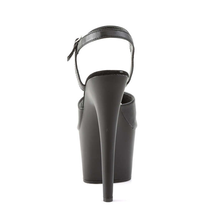 Босоніжки Adore-709 на підборах 7 дюймів, ремінець на щиколотці 2 3/4 дюйма, чорні, веганська шкіра/чорний колір