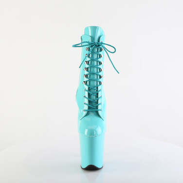 Ботинки Flamingo-1020, каблук 8 дюймов, 4-дюймовые PF-ботинки со шнуровкой спереди, молния сбоку, бирюзовый цвет