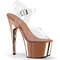 Босоніжки Pleaser Adore-708 на підборах 7 дюймів, босоніжки з ремінцем на щиколотці 2 3/4 дюйма, прозорі/рожево-золоті хромовані