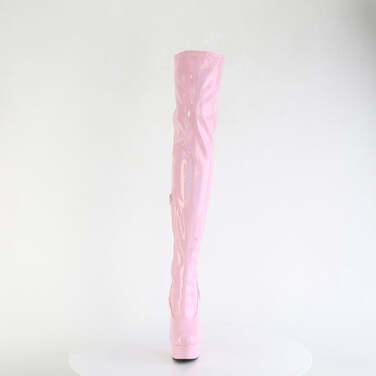 Boots Delight-3000HWR *Каблук 6 дюймов, эластичные сапоги до бедра 1 3/4 дюйма, боковая молния 12 дюймов, нежно-розовый