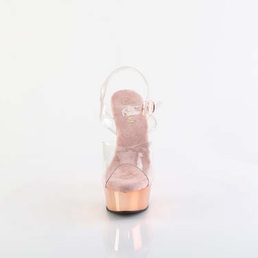 Босоніжки Delight-608 *6 дюймів на підборах, 1 3/4 дюйма з ремінцем на щиколотці PF, прозорі/рожево-золоті