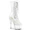 Чоботи Pleaser Adore-1050C *7-дюймовий каблук, 2 3/4-дюймові черевики зі шнурівкою спереду до середини ікри, бічна блискавка, прозорі