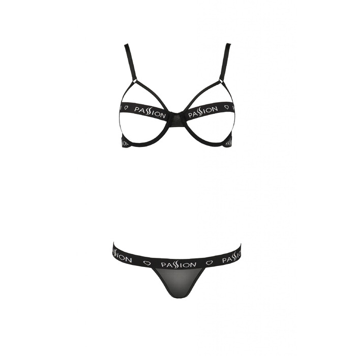 Комплект білизни з напіввідкритими грудьми Kyouka Passion, чорний, S/M