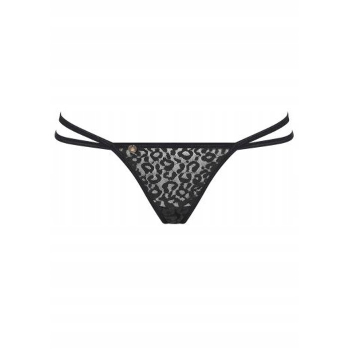 Трусики стрінги з ланцюжками Obsessive Pantheria thong black S/M