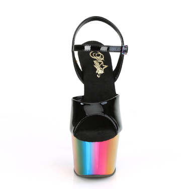 Босоніжки Adore-709RC *7 дюймів на підборах, хромовані босоніжки з ремінцем на щиколотці 2 3/4 дюйма, чорні/різнокольорові