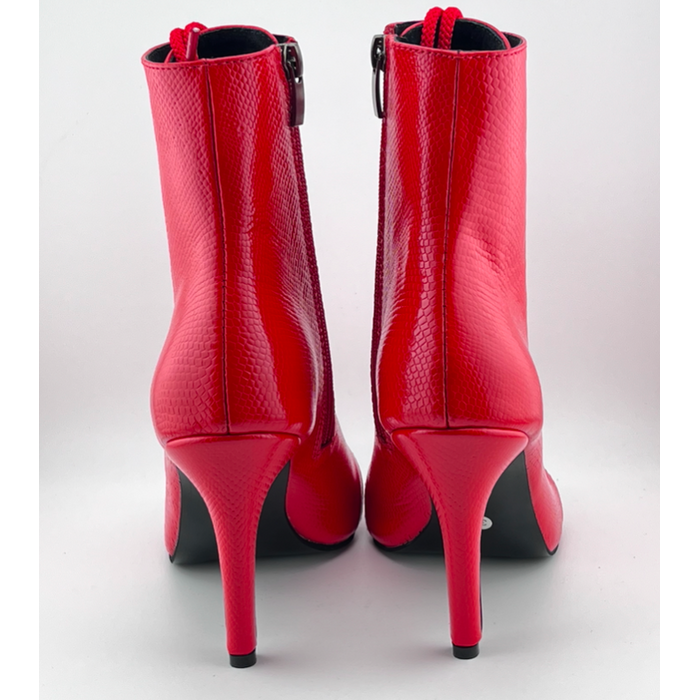 Профессиональные ботильоны для High Heels Premier из натуральной кожи, модель 'Красная змея', с открытым носком и шнуровкой, красный цвет