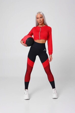 Топ спортивний Fitzona Red Jacket з блискавкою, компресійний для фітнесу та йоги