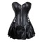 Корсет зі спідницею Star Night Sexy Leather та трусиками в комплекті, чорний, S