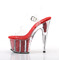 Босоніжки Pleaser Adore-708G на підборах 7 дюймів, босоніжки з ремінцем на щиколотці 2 3/4 дюйма з блискучими вставками, прозорі/червоні