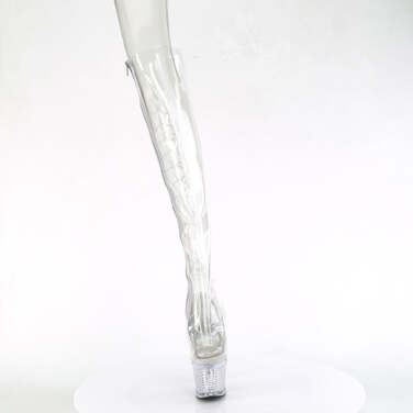 Чоботи Spectator-3019C *7-дюймовий каблук, 3-дюймовий текстурований відкритий носок/каблук з ефектом візерунка, блискавка збоку, прозорі