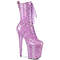 Ботинки Pleaser Flamingo-1040GP, каблук 8 дюймов, 4-дюймовые PF-ботинки со шнуровкой спереди, молния сбоку, сиреневый блестящий лак