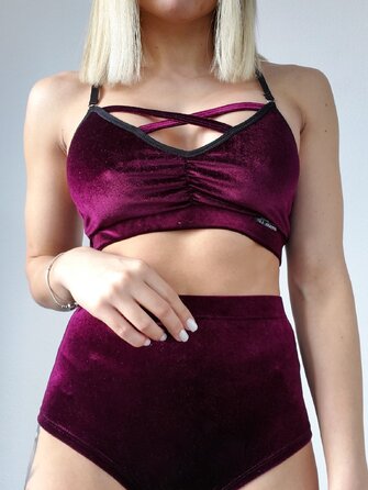 Оксамитові Шорти Velvet Classic з Високою Посадкою для Pole Dance, Heels та Сценічних Виступів - бордовий