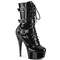 Чоботи Pleaser Delight-1043 на підборах 6 дюймів, 1 3/4 дюйма з багатошаровими пряжками та шнурівкою PF, чорні