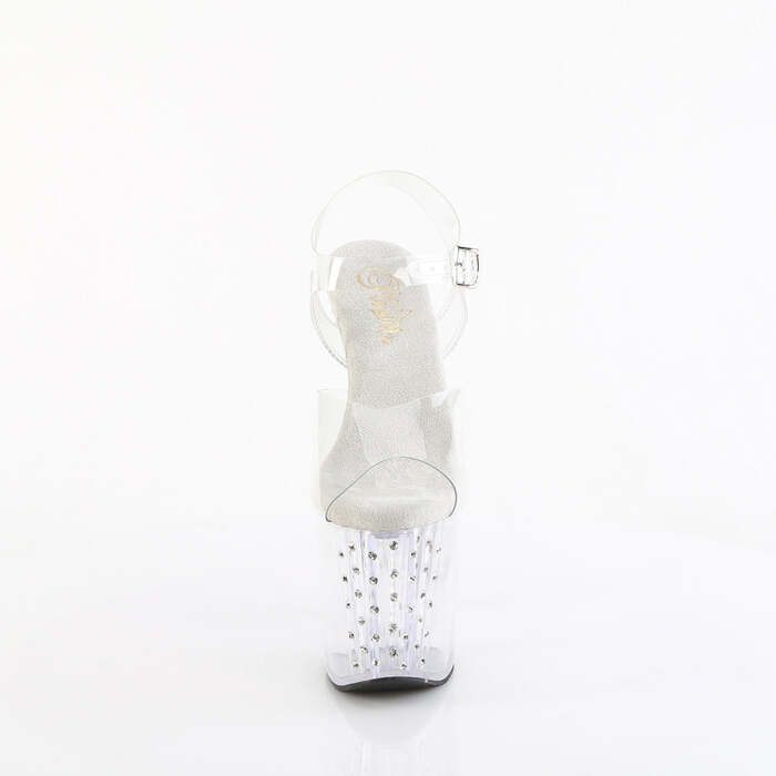Босоножки Enchant-708RS, каблук 8 дюймов, ремешком на щиколотке шириной 3 3/4 дюйма, с ремешком на подошве из PF, с RS на подошве из PF, прозрачные
