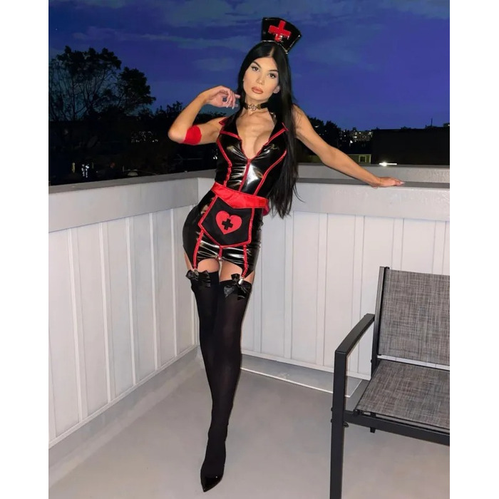 Панчохи з бантом Leg Avenue, чорні/рожеві