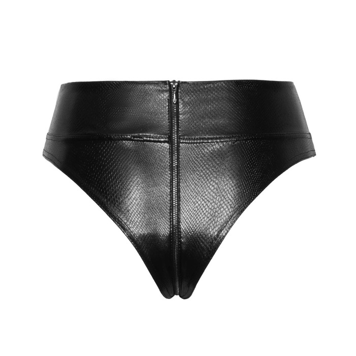 Сексуальные трусики Noir Handmade F276 со змеиным тиснением с молнией, черные, M