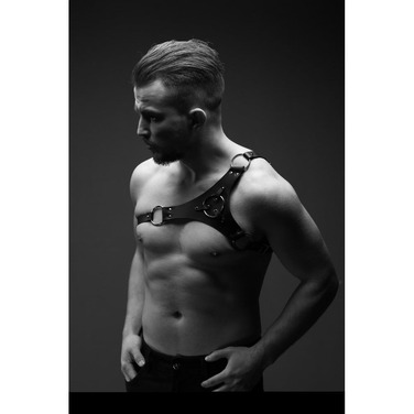 Портупея чоловіча One Size P30, натуральна шкіра, чорна